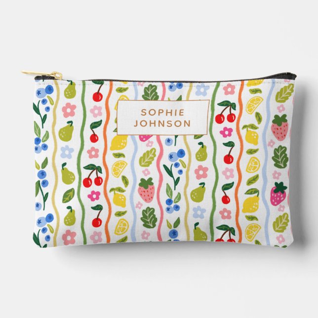 Watercolor Fruits Pattern Food Summer Personalized Accessory Pouch (Front)