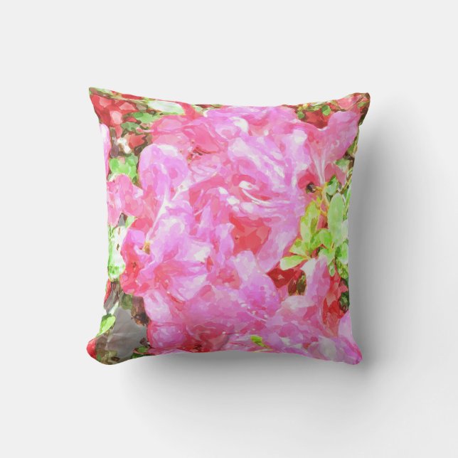 Watercolor Fuchsia Hydrangeas Pillow (Front)