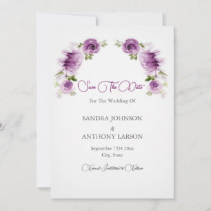 Watercolor Fuchsia Roses and Peonies Save The Date
