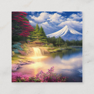 Watercolor Fuji is the Highest Mountain in Japan Square Business Card
