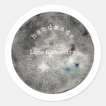 Watercolor Full Moon Grey