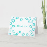 Watercolor Fun Aqua Star of David Bar Bat Mitzvah 