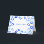 Watercolor Fun Blue Star of David Bar Bat Mitzvah  Thank You Card<br><div class="desc">Perfect fun THANK YOU card to send after a bat mitzvah, bar mitzvah or other Jewish celebration! Hand made watercolor art for you on the front and blank inside! FULLY CUSTOMIZABLE! Click on “Personalise” above to edit the text. Click "edit using design tool" to adjust the fonts, colours and placements....</div>