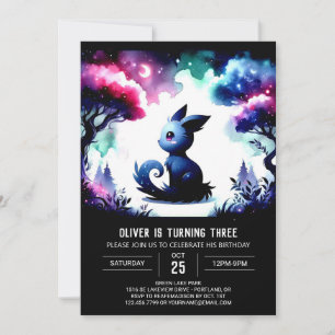 Watercolor Fun Cat Birthday Invitation