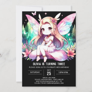 Watercolor Fun Fairy Birthday Invitation