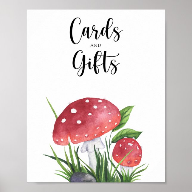 Watercolor fungi - cards and gifts baby shower poster (Front)