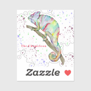 Watercolor funny chameleon