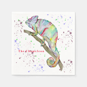 Watercolor funny chameleon napkin