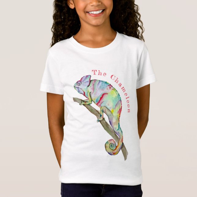 Watercolor funny chameleon T-Shirt (Front)