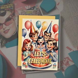 Watercolor Funny Comic Birthday Scene