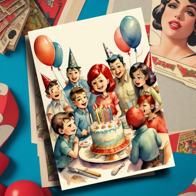 Watercolor Funny Comic Birthday Scene Invitation (Creator Uploaded)