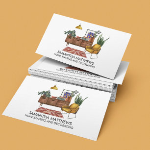 Watercolor Furniture Decorating Home Staging Business Card
