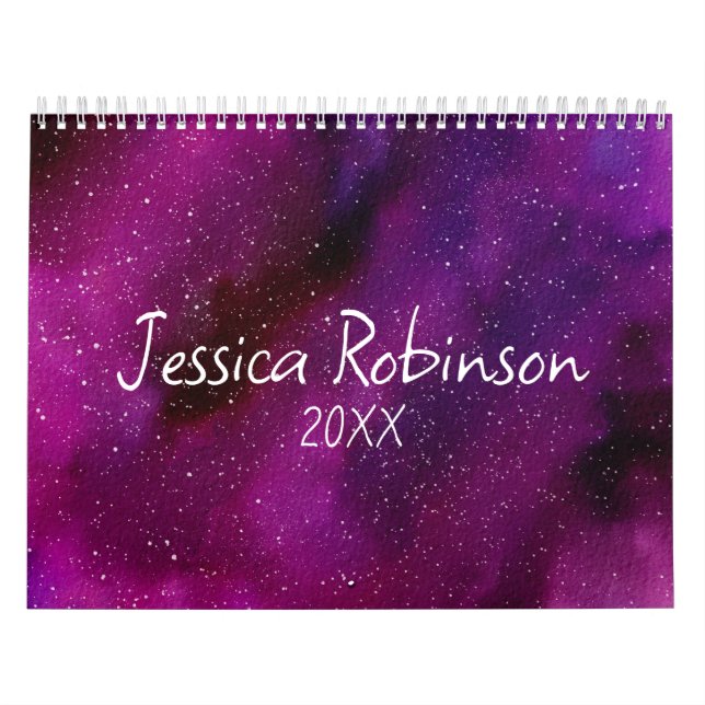 Watercolor Galaxies purple pink Custom 2025 Calendar (Cover)