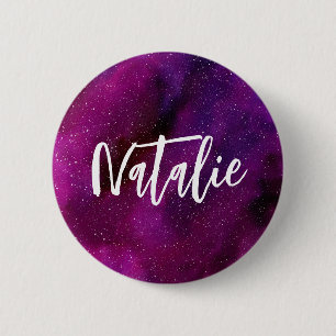 Watercolor Galaxies purple pink Custom 6 Cm Round Badge