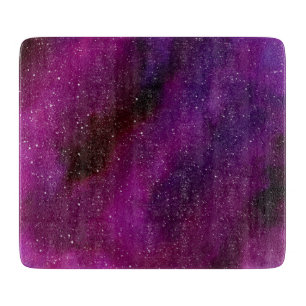 Watercolor Galaxies purple pink  Cutting Board