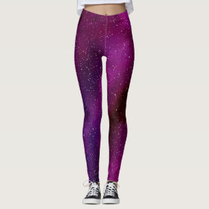 Watercolor Galaxies purple pink Leggings