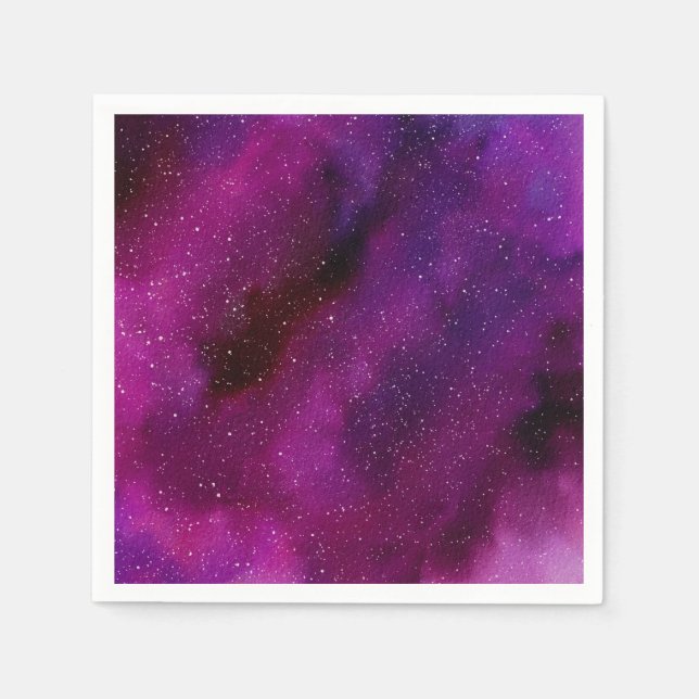 Watercolor Galaxies purple pink  Napkin (Front)