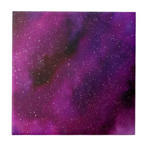 Watercolor Galaxies purple pink Tile