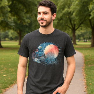 Watercolor Galaxy Abstract Art Grey  T-Shirt