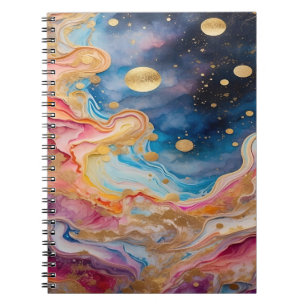 Watercolor Galaxy and planets Notebook