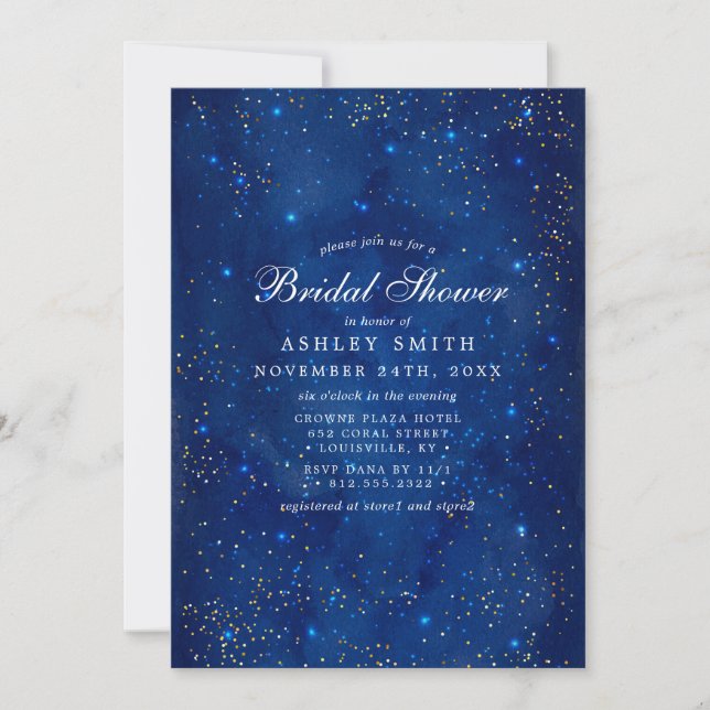 Watercolor Galaxy Cosmic Stars Bridal Shower Invitation (Front)