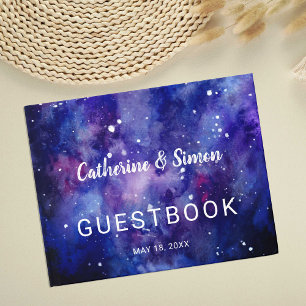 Watercolor Galaxy Hand Lettering Starry Night Guest Book
