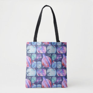 Watercolor Galaxy Patchwork Tote Bag