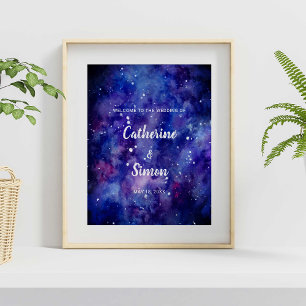 Watercolor Galaxy Welcome Wedding Hand Lettering Poster