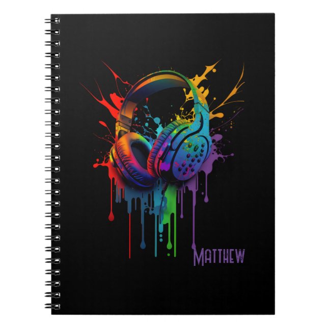 Watercolor Gaming Headset Graphic Personalised Notebook (Front)