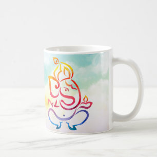 Watercolor Ganesha and Rangoli colour illustration Coffee Mug