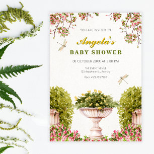Watercolor garden baby shower invitation