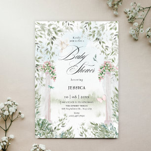 Watercolor garden baby shower invitation