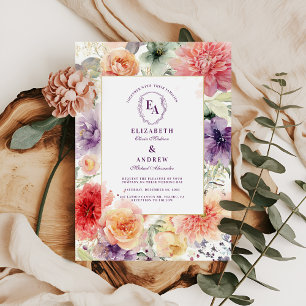 Watercolor Garden Bloom Floral Wedding Invitation