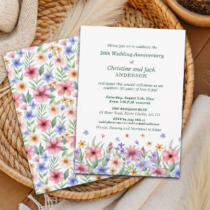 Watercolor Garden Floral 30th Wedding Anniversary Invitation