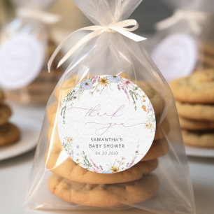 Watercolor Garden Floral Baby Shower Thank You Classic Round Sticker