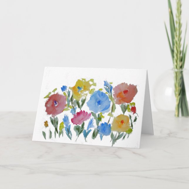 Watercolor Garden Floral ~ Blank Inside Card (Front)