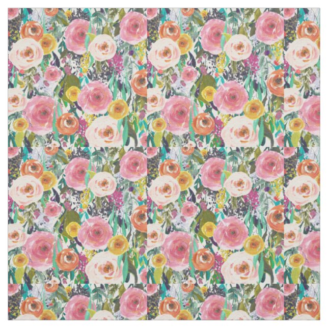 Watercolor Garden Floral Fabric (Swatch)