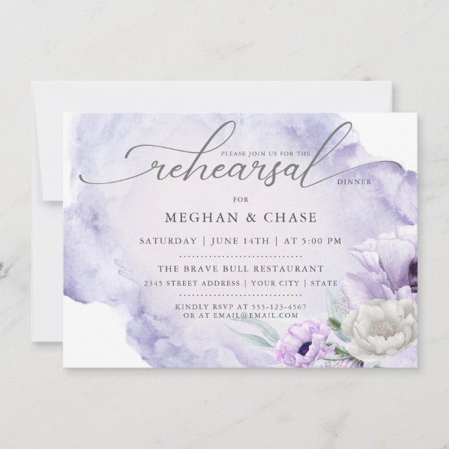 Watercolor Garden Floral Lilac Poppy  Invitation (Front)