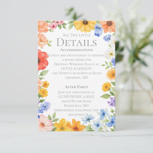 Watercolor Garden Flower Enclosure Card (Standing Front)