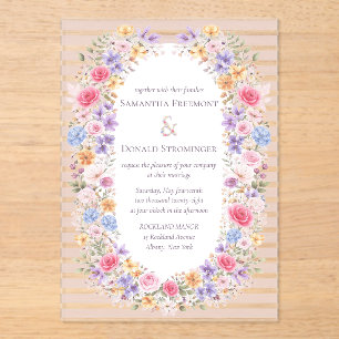 Watercolor Garden Flower Frame Wedding Invitation