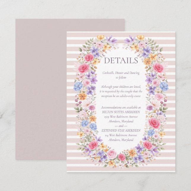 Watercolor Garden Flower Frame Wedding Invitation (Front/Back)