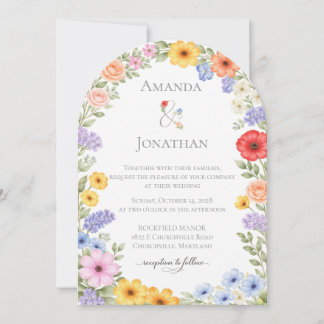 Watercolor Garden Flower Wedding Invitation