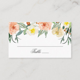 Watercolor garden flowers. Blush floral wedding Place Card