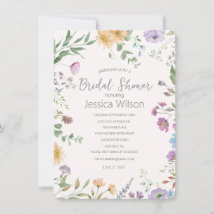 Watercolor Garden Flowers Bridal Shower Invitation