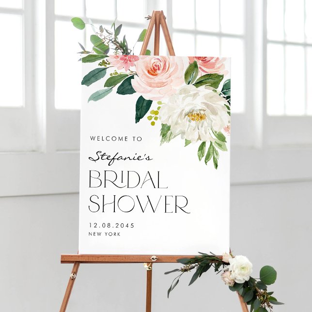 Watercolor Garden Flowers Bridal Shower Welcome Poster (Creator Uploaded)