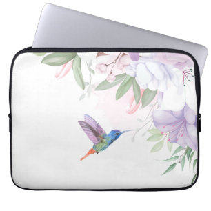 Watercolor Garden Flowers Hummingbird Bird Laptop Sleeve