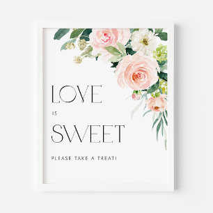 Watercolor Garden Flowers Wedding Love is Sweet Poster