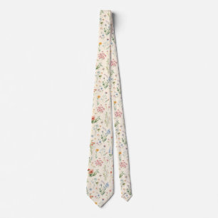 watercolor Garden Flowers Wildflower Spring Meadow Tie