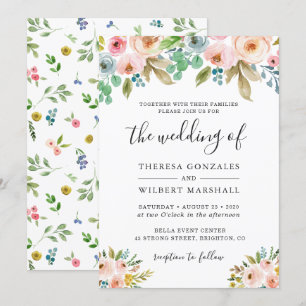 Watercolor Garden Fresh Flowers Wedding Invitation