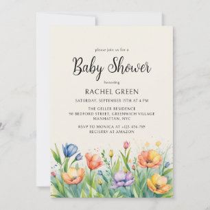Watercolor Garden Gender Neutral Baby Shower Invitation